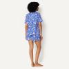 imageAmazon Essentials Womens Cotton Stretch Poplin Pajama Set Short Sleeve ButtonDown with ShortsBlue Paisley Floral