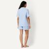 imageAmazon Essentials Womens Cotton Stretch Poplin Pajama Set Short Sleeve ButtonDown with ShortsBlue Pinstripe