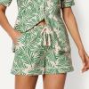 imageAmazon Essentials Womens Cotton Stretch Poplin Pajama Set Short Sleeve ButtonDown with ShortsLight Pink Palm Leaves