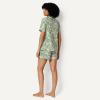 imageAmazon Essentials Womens Cotton Stretch Poplin Pajama Set Short Sleeve ButtonDown with ShortsLight Pink Palm Leaves