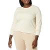 imageAmazon Essentials Womens Fleece Crewneck Long Sleeve Pullover Sweatshirt Available in Plus SizeBeige Zebra Stripe Print