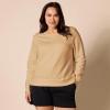 imageAmazon Essentials Womens Fleece Crewneck Long Sleeve Pullover Sweatshirt Available in Plus SizeLight Camel