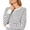imageAmazon Essentials Womens Fleece Crewneck Long Sleeve Pullover Sweatshirt Available in Plus SizeNavy White Horizontal Stripe
