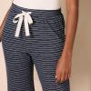 imageAmazon Essentials Womens Lightweight Lounge Terry Pajama Pant with DrawstringNavy White Mini Stripe