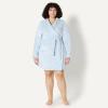 imageAmazon Essentials Womens MidLength Plush Bath Robe Loungewear Available in Plus SizeLight Blue