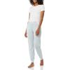 imageAmazon Essentials Womens Pajama Pants Lightweight Knit Jersey JoggerLight Blue Rose Leopard