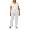imageAmazon Essentials Womens Poplin Pajama Pants with Drawstring Elastic WaistBlue Dusty Purple Gingham