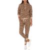 imageAmazon Essentials Womens RegularFit Brushed Back Fleece Pullover Hoodie Available in Plus SizeCamel Leopard