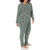imageAmazon Essentials Womens SnugFit Cotton Sleepwear Pajama Set Available in Plus SizeBlack  Folkloric