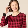 imageAmazon Essentials Womens SnugFit Cotton Sleepwear Pajama Set Available in Plus SizeCherry RedBlack  Classic Buffalo Plaid