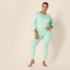 imageAmazon Essentials Womens SnugFit Cotton Sleepwear Pajama Set Available in Plus SizeMint Green  Forest Animals