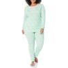 imageAmazon Essentials Womens SnugFit Cotton Sleepwear Pajama Set Available in Plus SizeMint Green  Forest Animals