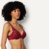 imageAmazon Essentials Womens Stretch Galloon Lace Lined Wired Deep Plunge BraBurgundySoft Petal