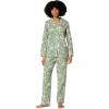 imageAmazon Essentials Womens Cotton Stretch Poplin Pajama Set Long Sleeve ButtonDown Shirt with PantsLight Pink Palm Leaves