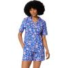 imageAmazon Essentials Womens Cotton Stretch Poplin Pajama Set Short Sleeve ButtonDown with ShortsBlue Paisley Floral