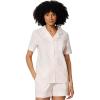 imageAmazon Essentials Womens Cotton Stretch Poplin Pajama Set Short Sleeve ButtonDown with ShortsPale Pink