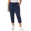 imageAmazon Essentials Womens Fleece Capri Jogger Sweatpants with Drawstring Pull OnNavy Heather