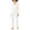 imageAmazon Essentials Womens Long Sleeve Cotton Modal Pajama Set Loungewear with FullLength BottomWhite