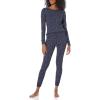 imageAmazon Essentials Womens SlimFit Cotton Waffle Knit LongSleeve Thermal Pajama SetNavy Ditsy Floral