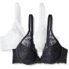 imageAmazon Essentials Womens Stretch Galloon Lace Lined Wired Deep Plunge BraBlackWhite