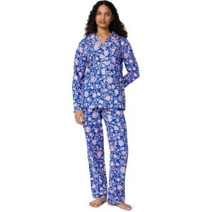 imageAmazon Essentials Womens Cotton Stretch Poplin Pajama Set Long Sleeve ButtonDown Shirt with PantsBlue Paisley Floral
