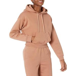 imageAmazon Essentials Womens Crop Pullover Hoodie Sweatshirt with Kangaroo Pocket Available in Plus SizeLight Brown