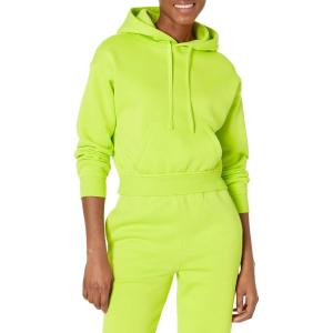 imageAmazon Essentials Womens Crop Pullover Hoodie Sweatshirt with Kangaroo Pocket Available in Plus SizeLime Green