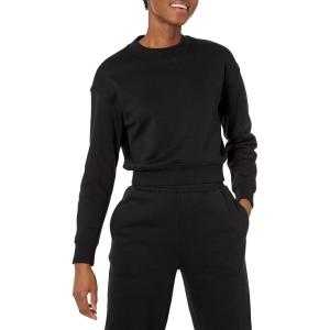 imageAmazon Essentials Womens Cropped Drop Shoulder Long Sleeve Sweatshirt Available in Plus SizeBlack