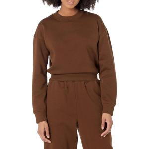 imageAmazon Essentials Womens Cropped Drop Shoulder Long Sleeve Sweatshirt Available in Plus SizeDeep Brown