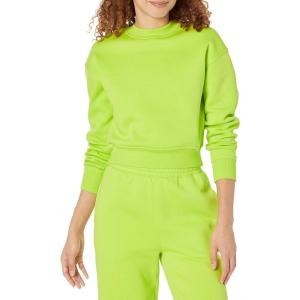 imageAmazon Essentials Womens Cropped Drop Shoulder Long Sleeve Sweatshirt Available in Plus SizeLime Green