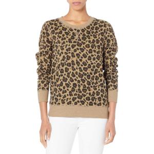 imageAmazon Essentials Womens Fleece Crewneck Long Sleeve Pullover Sweatshirt Available in Plus SizeCamel Leopard Print