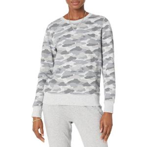 imageAmazon Essentials Womens Fleece Crewneck Long Sleeve Pullover Sweatshirt Available in Plus SizeLight Grey Camo
