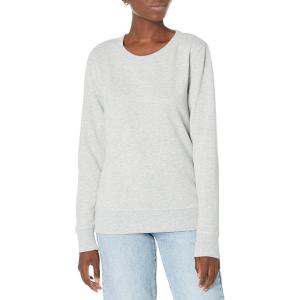 imageAmazon Essentials Womens Fleece Crewneck Long Sleeve Pullover Sweatshirt Available in Plus SizeLight Grey Heather