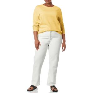 imageAmazon Essentials Womens Fleece Crewneck Long Sleeve Pullover Sweatshirt Available in Plus SizeLight Mustard Yellow