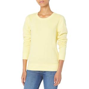 imageAmazon Essentials Womens Fleece Crewneck Long Sleeve Pullover Sweatshirt Available in Plus SizeLight Yellow
