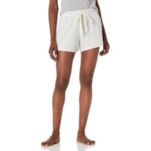 imageAmazon Essentials Womens Lightweight Breathable Lounge Terry Pajama Shorts with Elastic Waist DrawstringGrey Heather Stripe