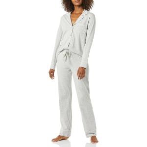 imageAmazon Essentials Womens Long Sleeve Cotton Modal Pajama Set Loungewear with FullLength BottomGrey Heather