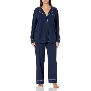 imageAmazon Essentials Womens Long Sleeve Cotton Modal Pajama Set Loungewear with FullLength BottomNavy