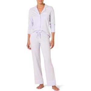imageAmazon Essentials Womens Long Sleeve Cotton Modal Pajama Set Loungewear with FullLength BottomPale Blue