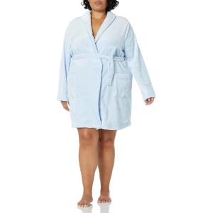 imageAmazon Essentials Womens MidLength Plush Bath Robe Loungewear Available in Plus SizeLight Blue