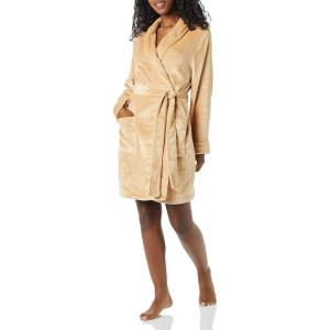 imageAmazon Essentials Womens MidLength Plush Bath Robe Loungewear Available in Plus SizeTan