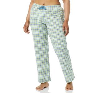 imageAmazon Essentials Womens Poplin Pajama Pants with Drawstring Elastic WaistBlue Sage Green Gingham