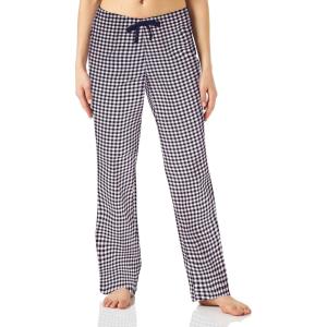 imageAmazon Essentials Womens Poplin Pajama Pants with Drawstring Elastic WaistDark Navy White Gingham