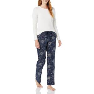 imageAmazon Essentials Womens Poplin Pajama Pants with Drawstring Elastic WaistNavy Celestial Stars