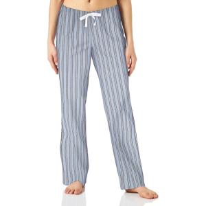imageAmazon Essentials Womens Poplin Pajama Pants with Drawstring Elastic WaistPale Blue White Double Stripe