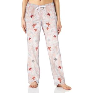 imageAmazon Essentials Womens Poplin Pajama Pants with Drawstring Elastic WaistPink Butterflies