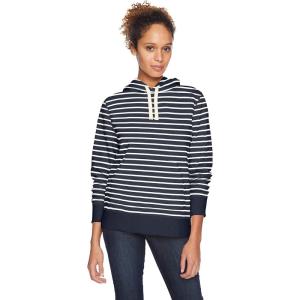 imageAmazon Essentials Womens RegularFit Brushed Back Fleece Pullover Hoodie Available in Plus SizeNavy Stripe