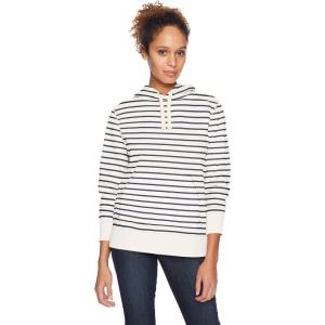 imageAmazon Essentials Womens RegularFit Brushed Back Fleece Pullover Hoodie Available in Plus SizeWhite Stripe