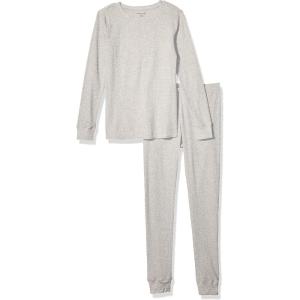 imageAmazon Essentials Womens SlimFit Cotton Waffle Knit LongSleeve Thermal Pajama SetGrey Heather