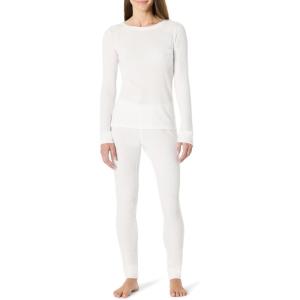 imageAmazon Essentials Womens SlimFit Cotton Waffle Knit LongSleeve Thermal Pajama SetWhite